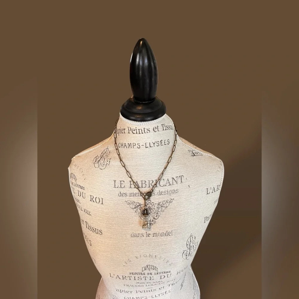 Crown and Cross Pendant Vial with Rhinestones
